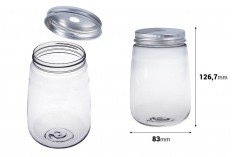 Jar plastic (PET) 350 ml in clear color with cap for milk, juice, beverages