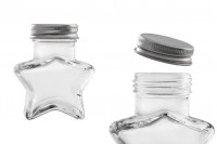 Small glass jar 60 ml star-shaped with silver aluminum cap