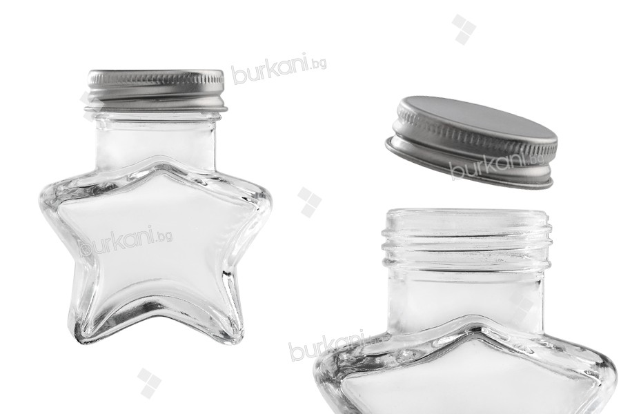 Gümüş alüminyum kap ile 60 ml cam yıldız şeklinde şişe