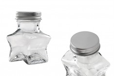 Gümüş alüminyum kap ile 60 ml cam yıldız şeklinde şişe