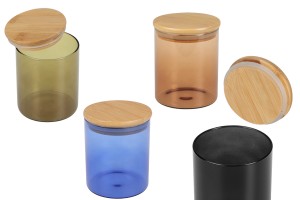 Стъклени буркани с размер  85x100 mm с херметическа дървена капачка-изображение_продукт