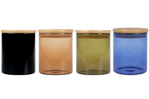 Стъклени буркани с размер  85x100 mm с херметическа дървена капачка-изображение_група