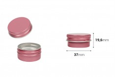 Алуминиева розова кутийка за крем 15 мл, с вътрешен уплътнител на капачката - 12 бр.