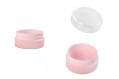 Розово пластмасово бурканче за крем 10 мл, Акрил, с прозрачна капачка, в опаковка от 12 бр.