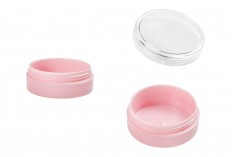 Пластмасово розово бурканче за крем 20 мл с прозрачна капачка