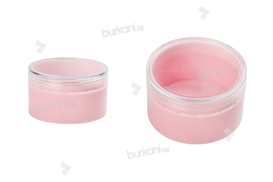 Пластмасово розово бурканче за крем 50 мл, Акрил, с прозранча капачка, в опаковка от 12 бр.