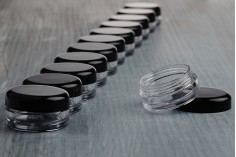 Siyah kapaklı plastik krem kavanozu 3 ml tester