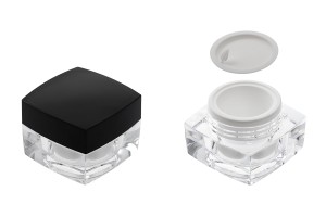 Луксозни акрилни бурканчета за крем 10 мл с черна капачка-изображение_група