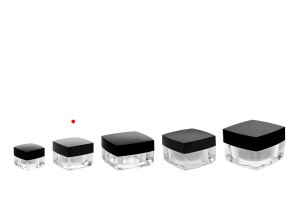 Луксозни акрилни бурканчета за крем 10 мл с черна капачка-изображение_група
