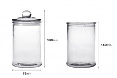 Стъклен буркан със стъклен капак 700 мл , с размер  190x100 mm