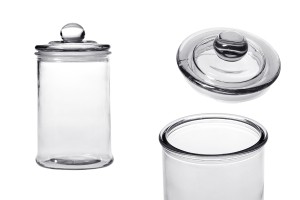 Стъклен буркан със стъклен капак 700 мл , с размер  190x100 mm-изображение_продукт