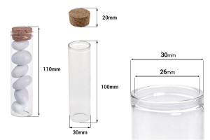 Стъклена епруветка с тапа за бонбониери за сватба или кръщене-изображение_размери