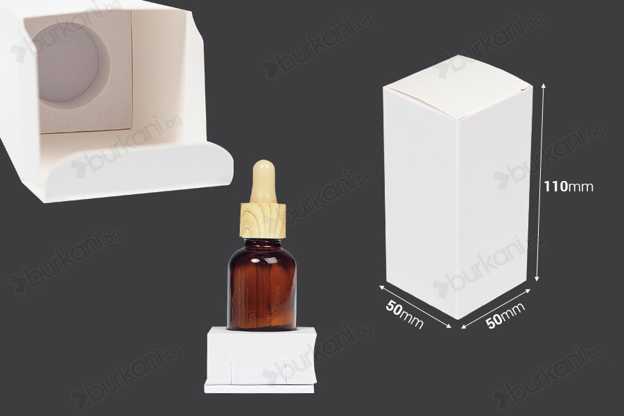 Стъклена бяла бутилка за етерични масла 30 мл с гърловина PP18-изображение_група