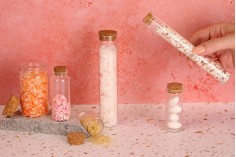 Стъклена бутилка 40 ml с коркова тапа - 12 бр./пакет