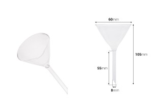 Стъклена фуния - диаметър 60 мм-изображение_размери