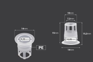 Пластмасова тапа дозатор  (PE) - диаметър 10,4 mm - 50 бр-изображение_размери