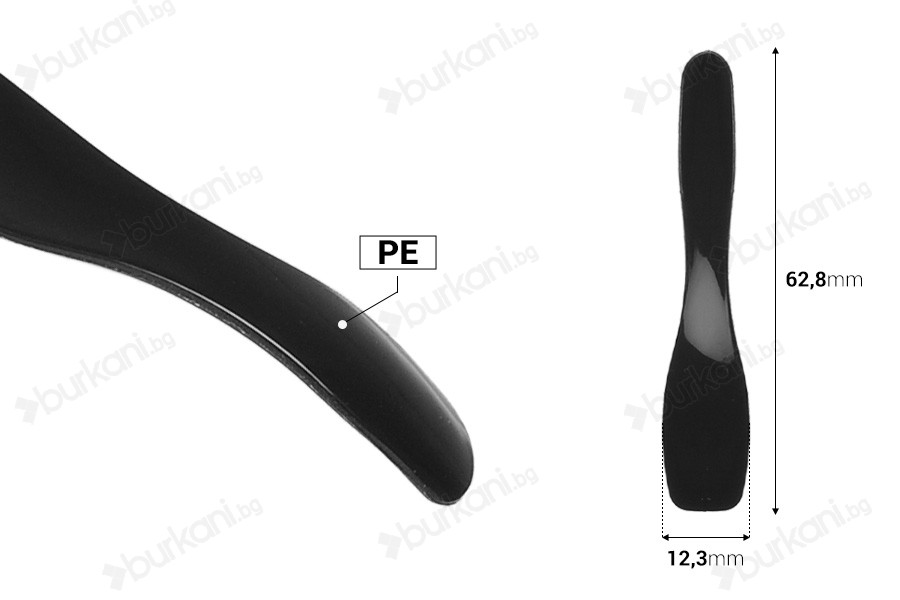 Пластмасови черни шпатули 62,8 mm PE - 50 бр./ опаковка-изображение_размери