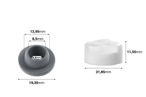 Предпазна пластмасова капачка със силиконова тапичка - 12 бр-изображение_размери