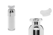 krem pompası ve kapak ile lüks şişe 30 ml havasız akrilat (iç, dış şeffaf beyaz)