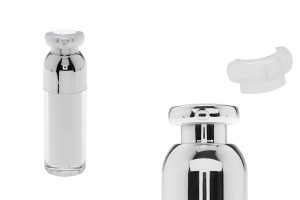 Пластмасова бутилка Airless 30 ml  Акрилен  ( вътрешно прозрачна и външно бяла) със помпа и капачка-изображение_продукт