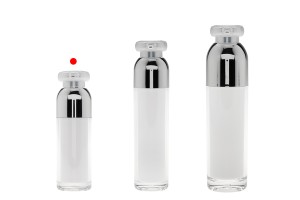Пластмасова бутилка Airless 30 ml  Акрилен  ( вътрешно прозрачна и външно бяла) със помпа и капачка-изображение_група
