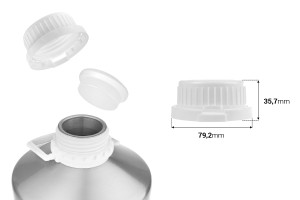 Капачка и предпазна тапичка за алуминиеви бутилки 1000 мл -изображение_размери