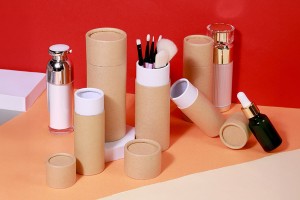 Кафява крафт  (вътрешно бяла) цилиндрична кутия с размер  36x102 mm за бутилки - 12 бр-изображение_група