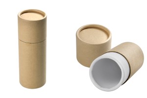 Кафява крафт кутия (вътрешно бяла), цилиндрична с размери  46x125 mm за бутилки - 12 бр-изображение_продукт