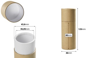 Кафява крафт кутия (вътрешно бяла), цилиндрична с размери  46x125 mm за бутилки - 12 бр-изображение_размери