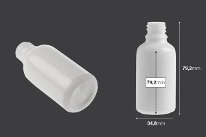 Стъклена бяла бутилка за етерични масла 30 мл с гърловина PP18-2