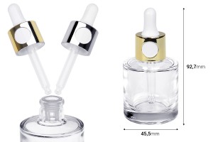 Стъклена бутилка 30 мл с капкомер и цедка-изображение_размери