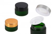 Стъклени зелени матови буркани 20 мл с капачка и с допълнителен пластмасов уплътнител 