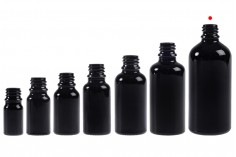 Glass bottle PP18 for essential oils 100 ml in black frosted color