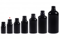 Glass bottle PP18 for essential oils 10ml in black frosted color