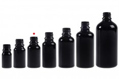 Glass bottle PP18 for essential oils 15ml in black frosted color