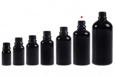 Glass bottle PP18 for essential oils 50 ml in black frosted color