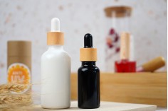 Glass bottle PP18 for essential oils 20 ml in black frosted color