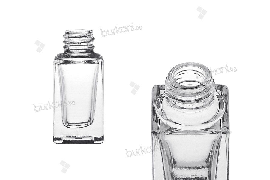 PP18 ağızlı 5ml şeffaf küp şeklinde cam şişe