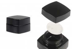 Luxury 30ml glass jar in black color for cream with acrylic cap and plastic gasket