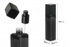 Стъклена луксозна черна бутилка с помпа за крем 100 мл 