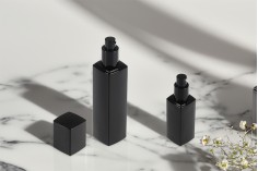 Стъклена луксозна черна бутилка с помпа за крем 100 мл 