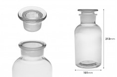 Eczane şişesi 1000 ml şeffaf cam kapaklı