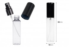 Стъклена бутилка10 мл прозрачна  със спрей и алуминиева капачка за парфюми - 6 бр