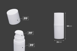 Пластмасова опаковка Airless  5 ml в бял цвят-изображение_размери