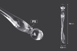 Шпатула за крем  -пластмаса (PS)-  78 мм прозрачна с объл край - 50 бр-изображение_размери