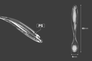 Шпатула  пластмасов за крем (PS) 65 мм прозрачна - 50 бр-изображение_размери