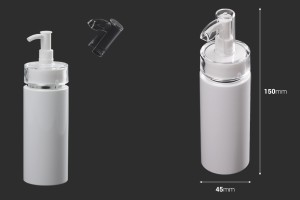 Пластмасова бутилка 120 мл с помпа за крем и капачка ПП24-изображение_размери