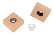 Wooden cap for aromatic glass bottles PP28 with plug and hole for sticks