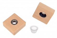 Wooden cap for aromatic glass bottles PP28 with plug and hole for sticks