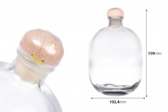 Стъклена елегантна бутилка 500 мл с тапа и капсула 